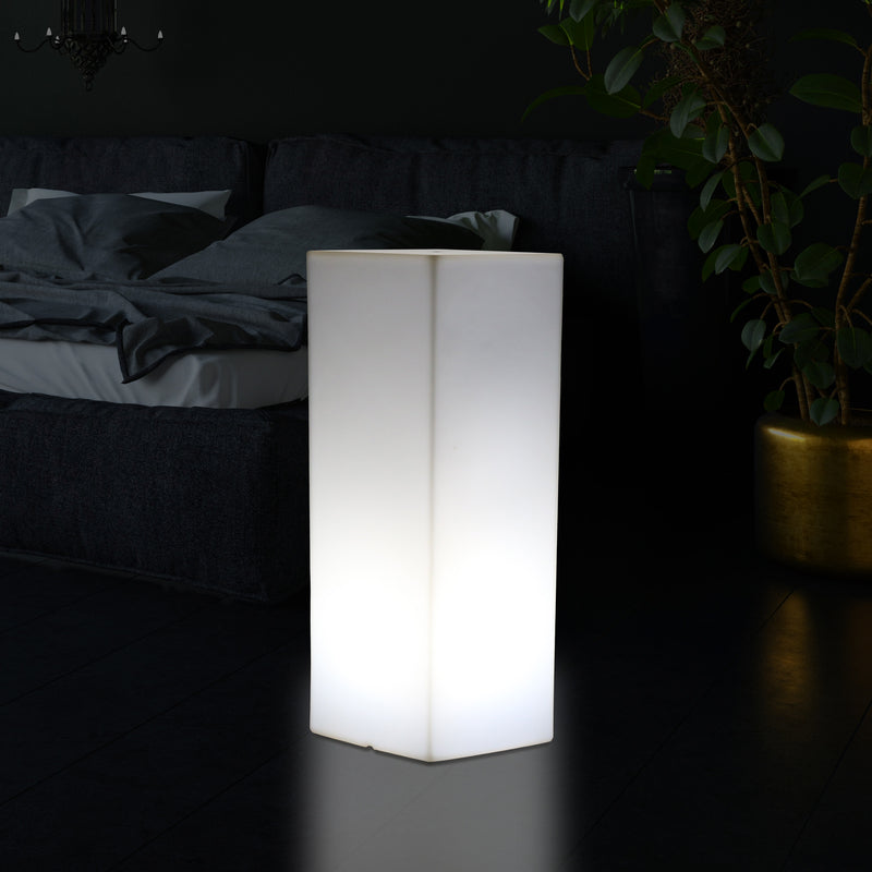 Pilier Socle éclairé par LED 80 cm, Lampadaire moderne E27 pour événement, salon, blanc