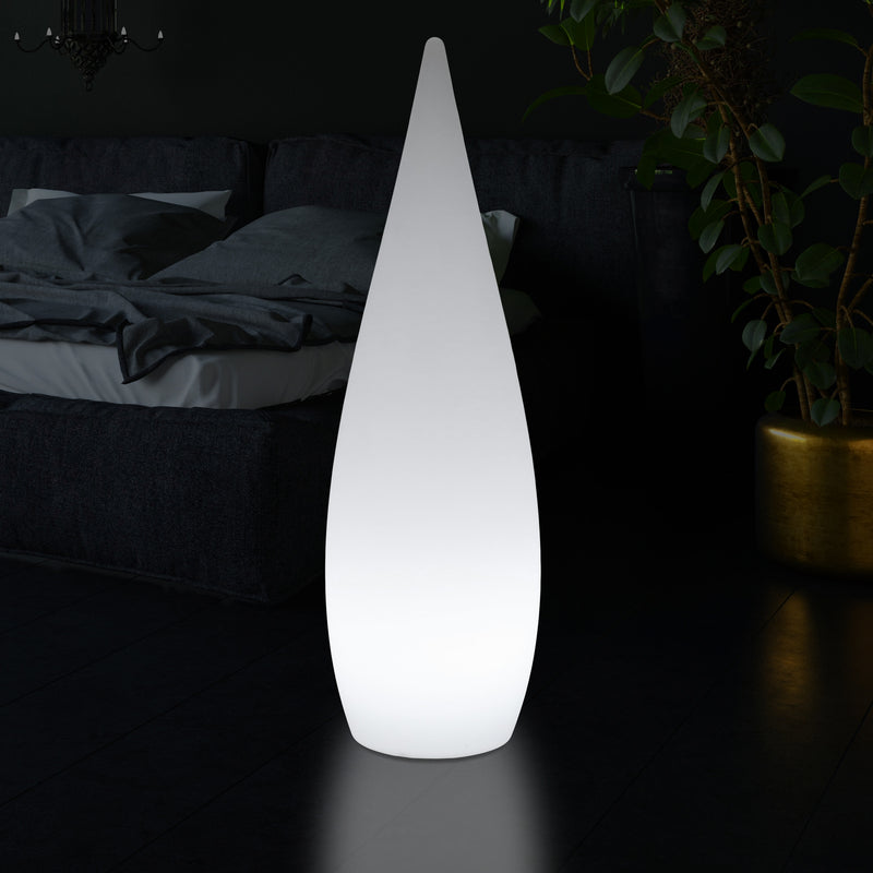 Lampadaire LED E27, 150 cm 1,5 m, élément décoratif, lumière en forme de goutte d'eau, blanc