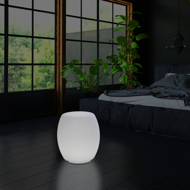 Lampe tabouret siège chaise LED, Lampe de sol design E27 pour le salon, blanc, hauteur de 44 cm