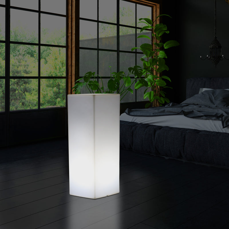 Pilier Socle éclairé par LED 80 cm, Lampadaire moderne E27 pour événement, salon, blanc