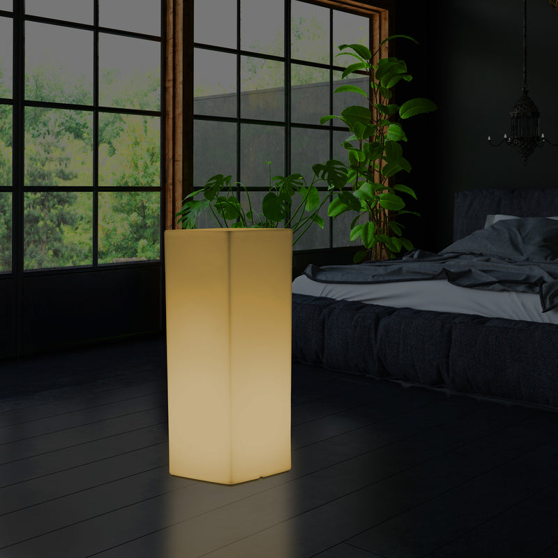 Lampadaire LED colonne socle Lumière haute rectangulaire E27, 110 x 30cm, blanc chaud