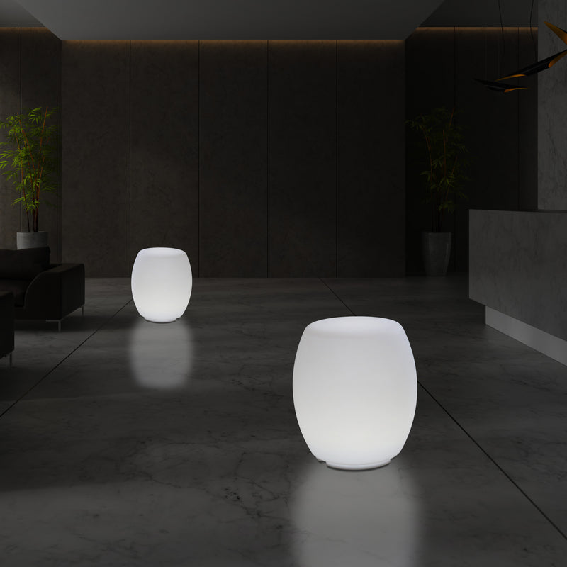 Lampe tabouret siège chaise LED, Lampe de sol design E27 pour le salon, blanc, hauteur de 44 cm