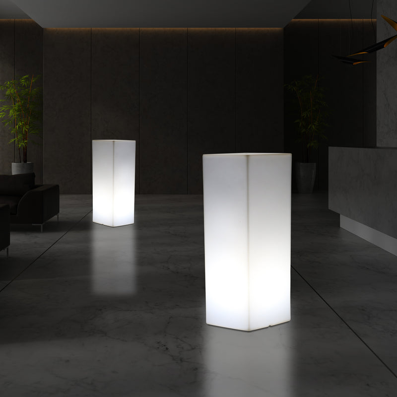 Grand lampadaire LED socle pilier illuminé, 110 x 30 cm, éclairage moderne borne colonne E27, blanc