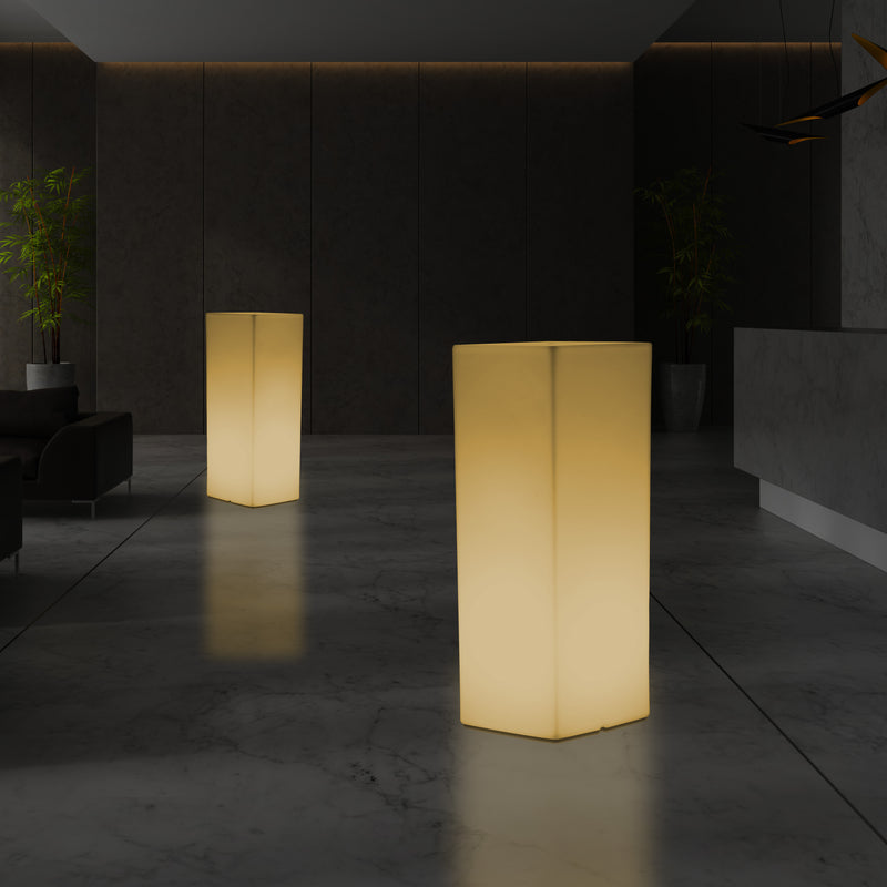 Lampadaire LED colonne socle Lumière haute rectangulaire E27, 110 x 30cm, blanc chaud