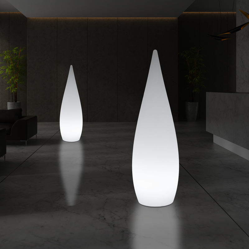 Lampadaire LED E27, 150 cm 1,5 m, élément décoratif, lumière en forme de goutte d'eau, blanc