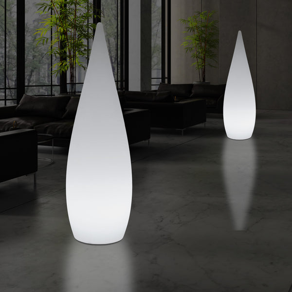 Lampadaire LED design de 1,2 mètres de haut éclairage intérieur salon forme goutte d'eau E27, blanc