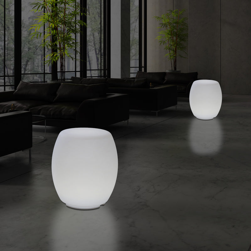 Lampe tabouret siège chaise LED, Lampe de sol design E27 pour le salon, blanc, hauteur de 44 cm