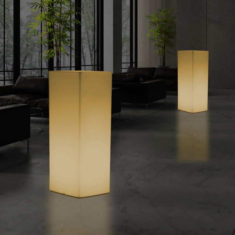 Lampadaire LED colonne socle Lumière haute rectangulaire E27, 110 x 30cm, blanc chaud