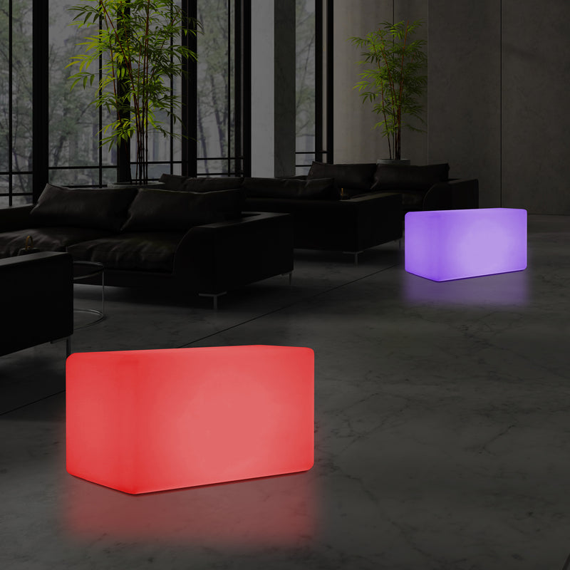 Banc LED, Tabouret moderne à couleur changeante, Lampadaire à graduation RGB 55 x 35 cm