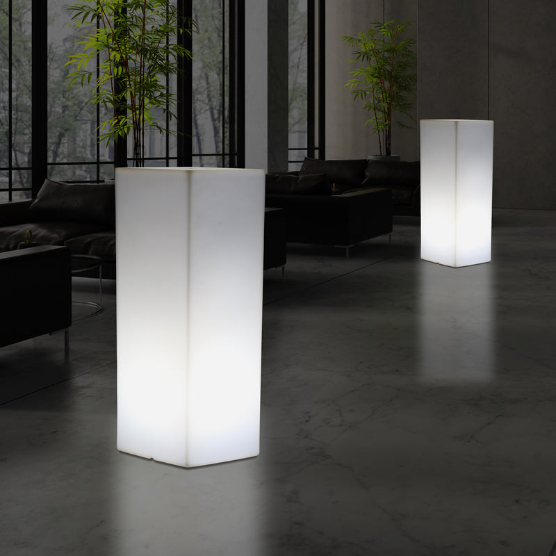 Pilier Socle éclairé par LED 80 cm, Lampadaire moderne E27 pour événement, salon, blanc