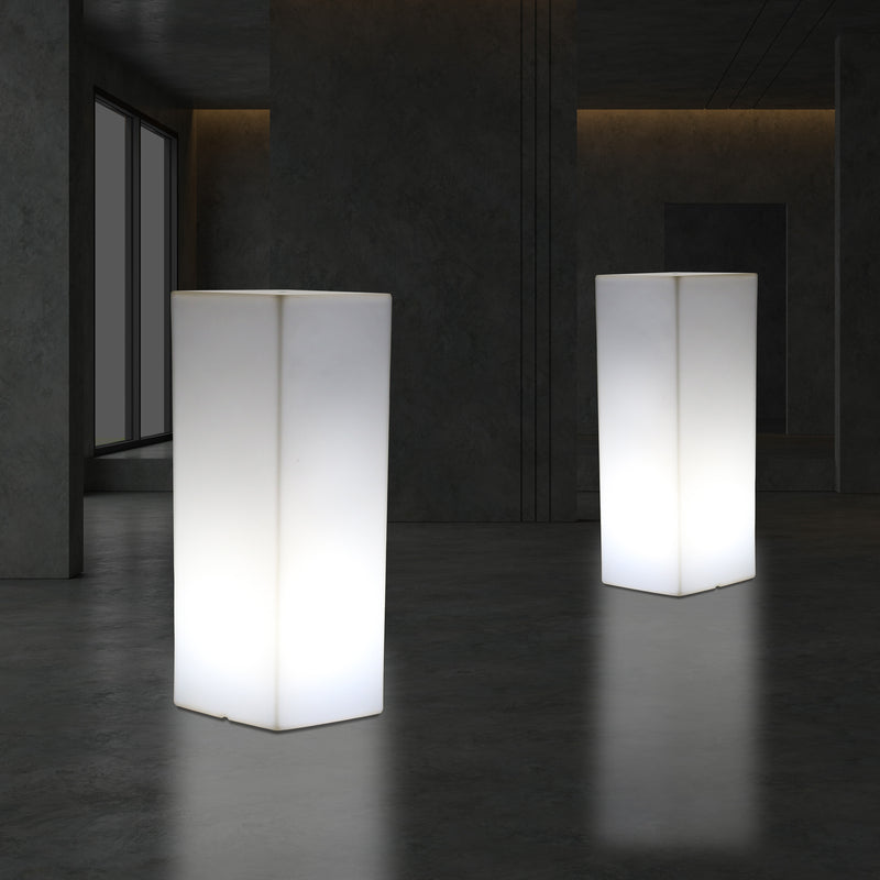 Pilier Socle éclairé par LED 80 cm, Lampadaire moderne E27 pour événement, salon, blanc