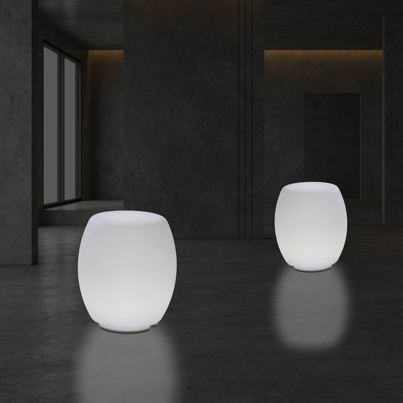 Lampe tabouret siège chaise LED, Lampe de sol design E27 pour le salon, blanc, hauteur de 44 cm