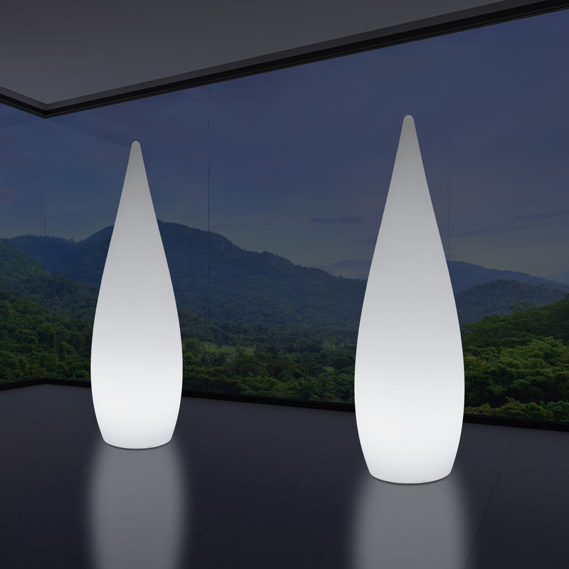 Lampadaire LED E27, 150 cm 1,5 m, élément décoratif, lumière en forme de goutte d'eau, blanc