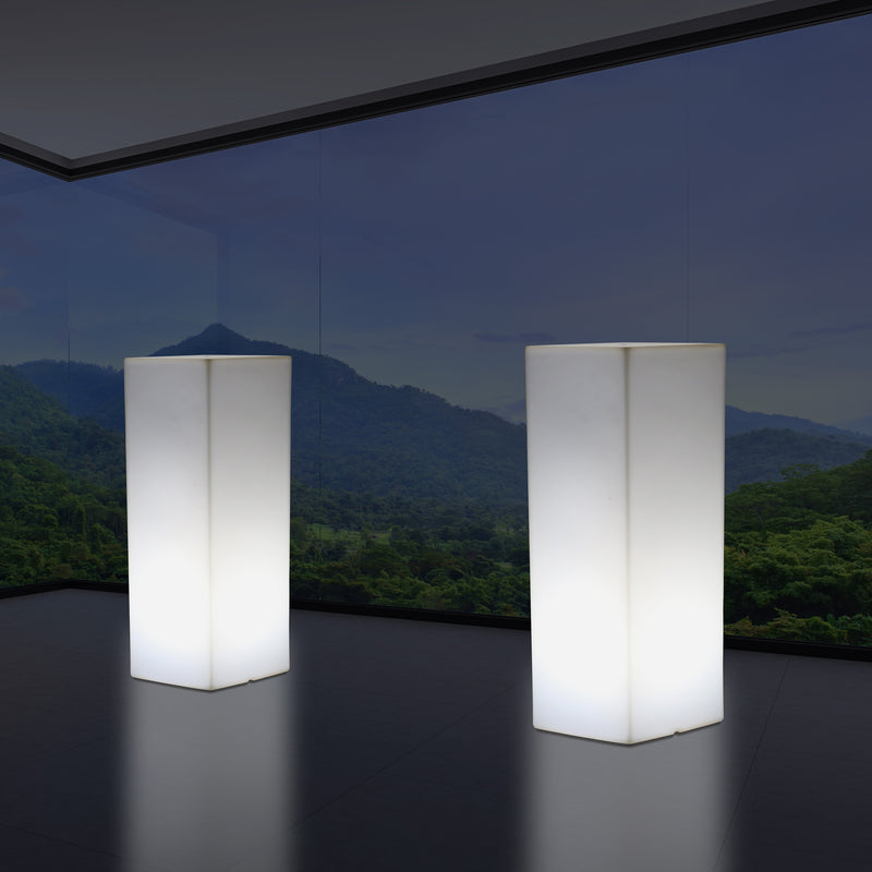 Pilier Socle éclairé par LED 80 cm, Lampadaire moderne E27 pour événement, salon, blanc