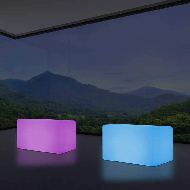 Banc LED, Tabouret moderne à couleur changeante, Lampadaire à graduation RGB 55 x 35 cm