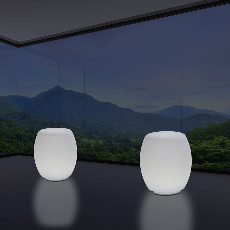 Lampe tabouret siège chaise LED, Lampe de sol design E27 pour le salon, blanc, hauteur de 44 cm