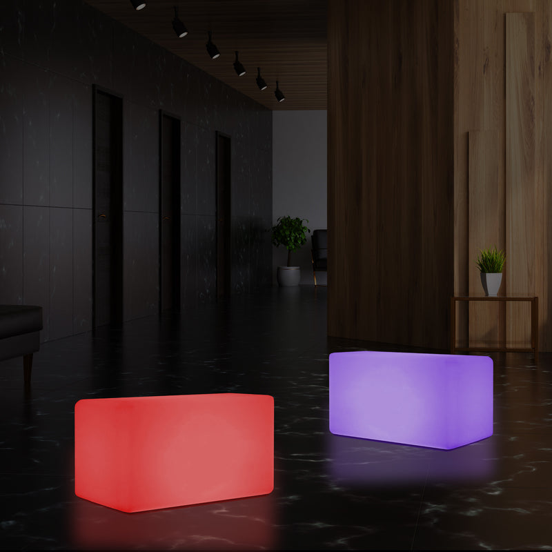 Banc LED, Tabouret moderne à couleur changeante, Lampadaire à graduation RGB 55 x 35 cm