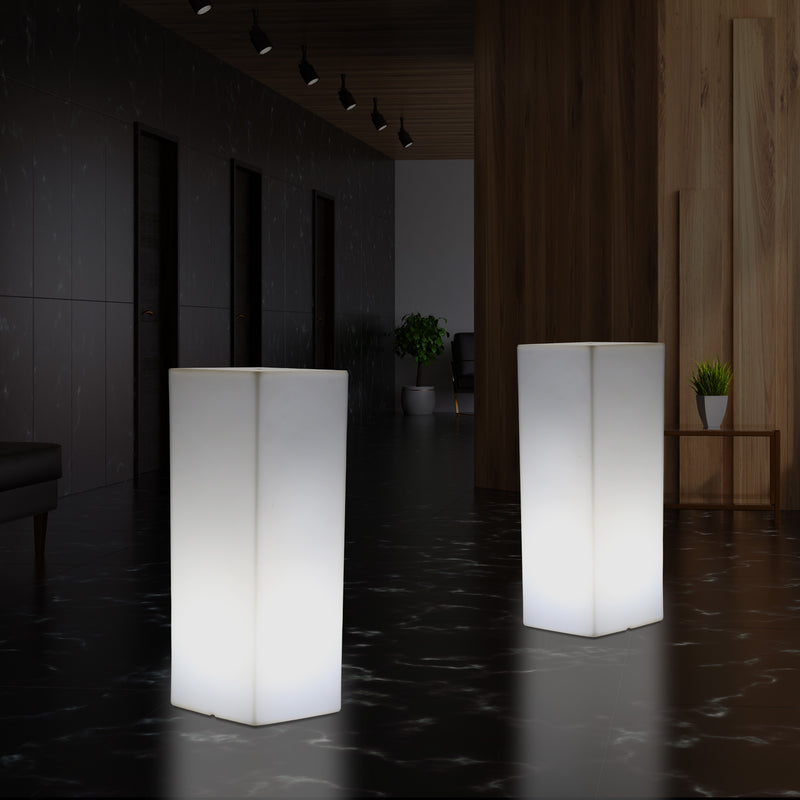 Pilier Socle éclairé par LED 80 cm, Lampadaire moderne E27 pour événement, salon, blanc