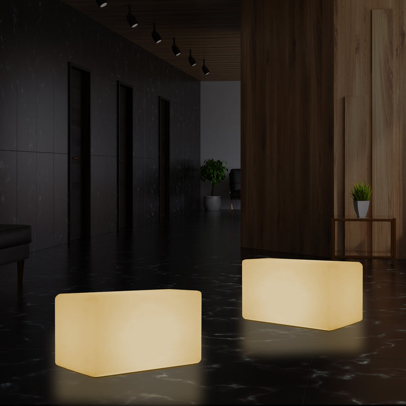 Tabouret Banquette éclairé par LED, blanc chaud E27 Siège lampadaire, 55 x 35 cm