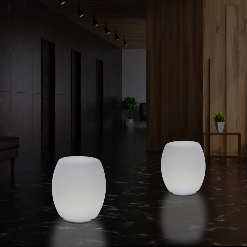 Lampe tabouret siège chaise LED, Lampe de sol design E27 pour le salon, blanc, hauteur de 44 cm