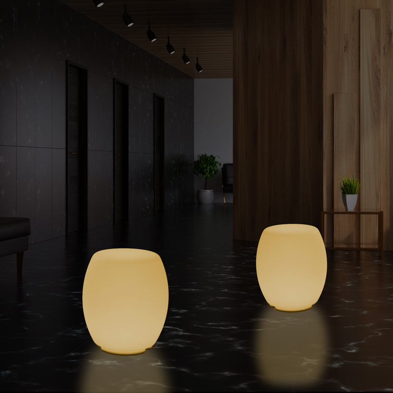 Tabouret Siège éclairé Lampe de sol pour chambre à coucher, Eclairage LED design 44 cm, blanc chaud