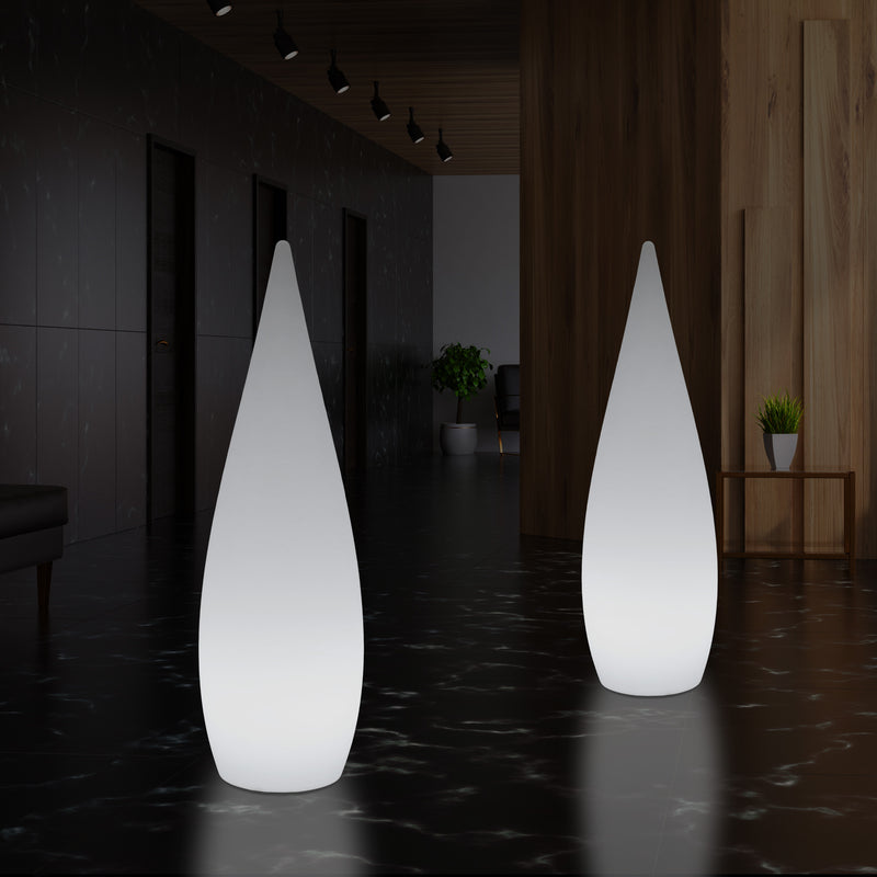 Grand lampadaire LED design de 150cm, lampe à goutte d'eau 1,5m avec changement de couleur sans fil