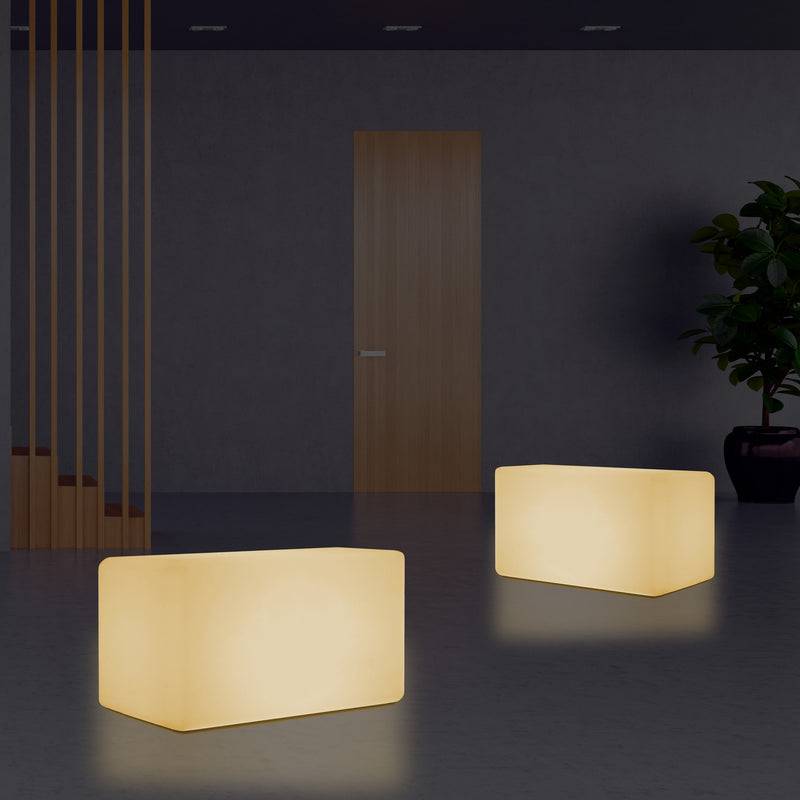 Tabouret Banquette éclairé par LED, blanc chaud E27 Siège lampadaire, 55 x 35 cm