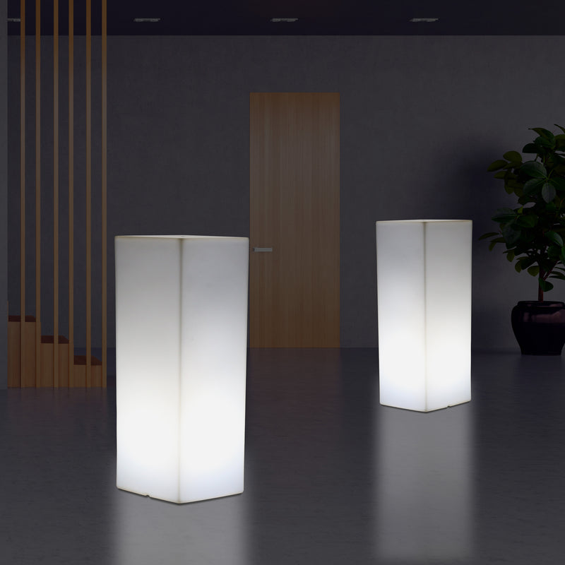 Pilier Socle éclairé par LED 80 cm, Lampadaire moderne E27 pour événement, salon, blanc
