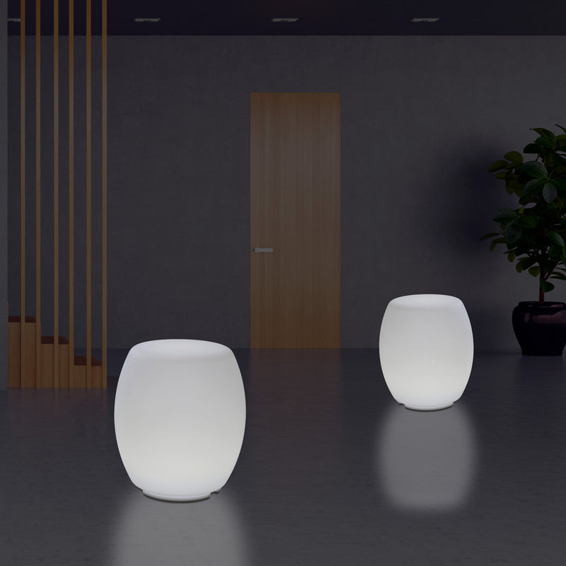 Lampe tabouret siège chaise LED, Lampe de sol design E27 pour le salon, blanc, hauteur de 44 cm