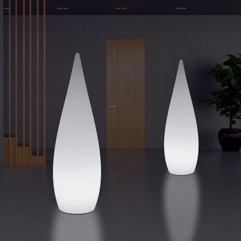 Lampadaire LED E27, 150 cm 1,5 m, élément décoratif, lumière en forme de goutte d'eau, blanc