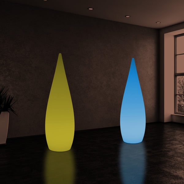 Grand lampadaire LED design de 150cm, lampe à goutte d'eau 1,5m avec changement de couleur sans fil