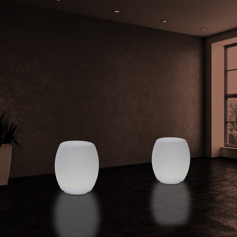 Lampe tabouret siège chaise LED, Lampe de sol design E27 pour le salon, blanc, hauteur de 44 cm