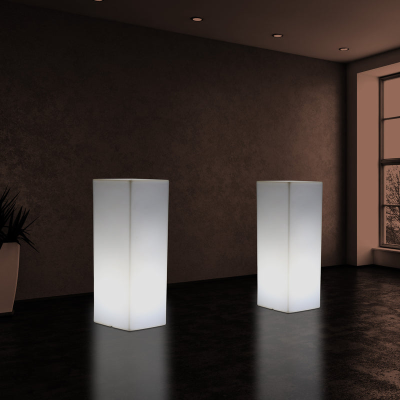 Pilier Socle éclairé par LED 80 cm, Lampadaire moderne E27 pour événement, salon, blanc