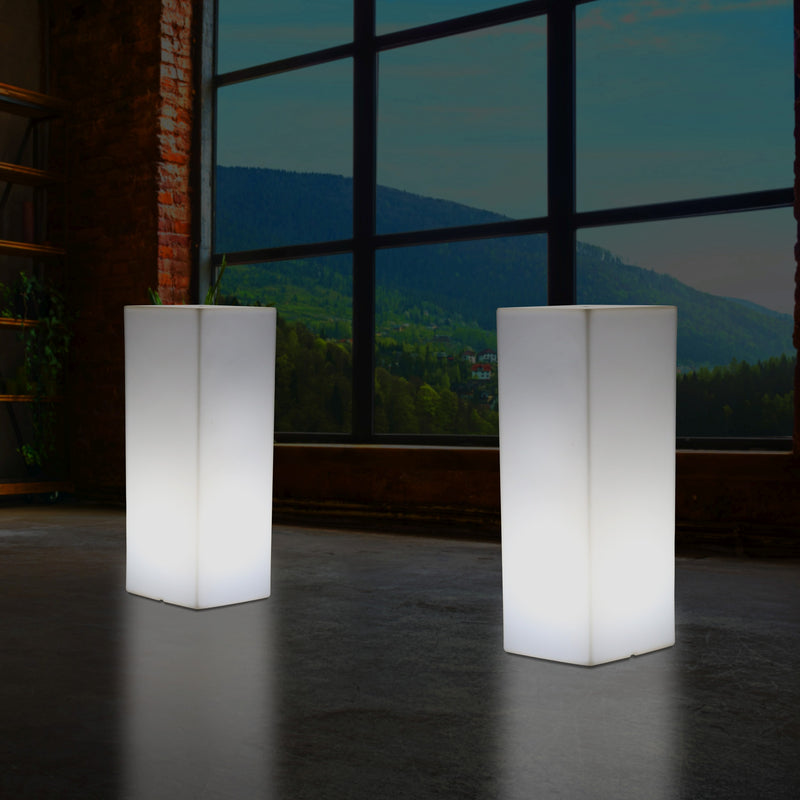 Pilier Socle éclairé par LED 80 cm, Lampadaire moderne E27 pour événement, salon, blanc