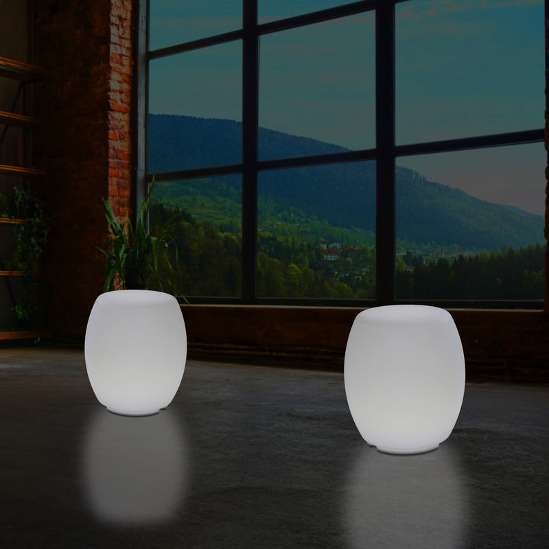 Lampe tabouret siège chaise LED, Lampe de sol design E27 pour le salon, blanc, hauteur de 44 cm