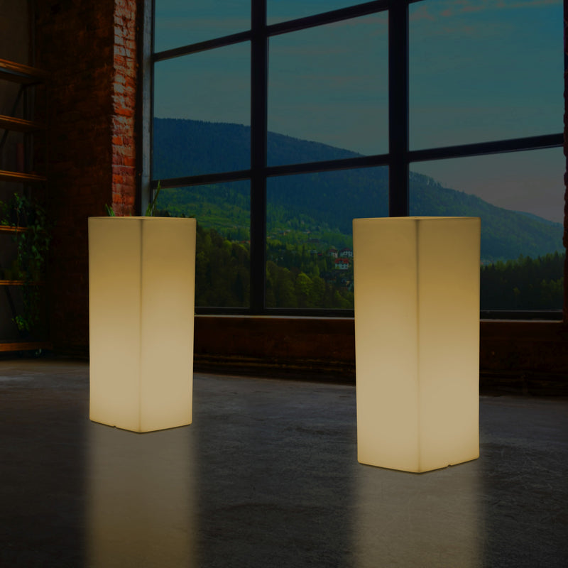 Lampadaire LED colonne socle Lumière haute rectangulaire E27, 110 x 30cm, blanc chaud