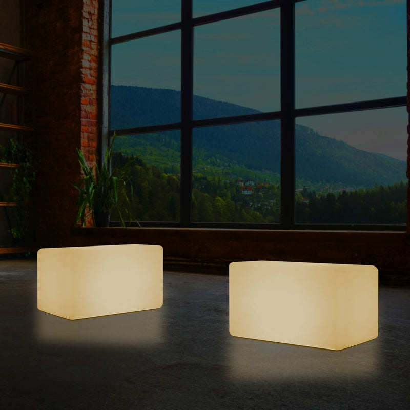 Tabouret Banquette éclairé par LED, blanc chaud E27 Siège lampadaire, 55 x 35 cm