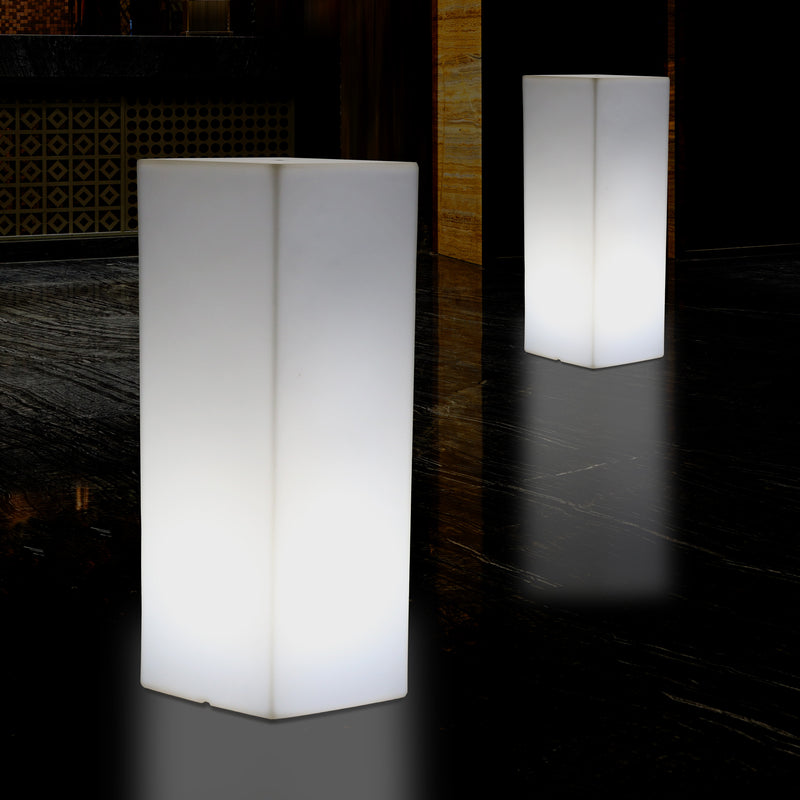 Pilier Socle éclairé par LED 80 cm, Lampadaire moderne E27 pour événement, salon, blanc