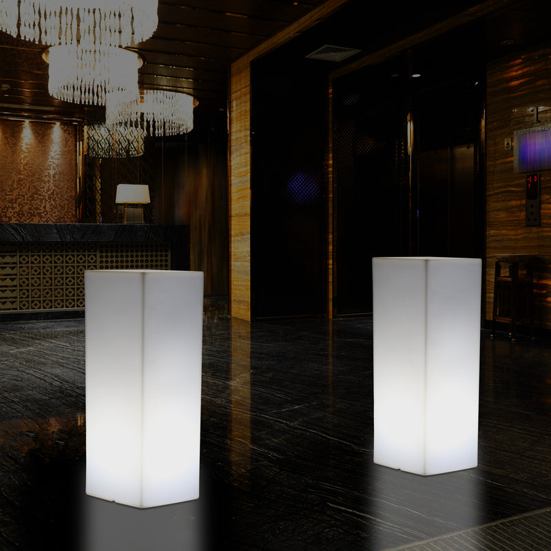 Pilier Socle éclairé par LED 80 cm, Lampadaire moderne E27 pour événement, salon, blanc