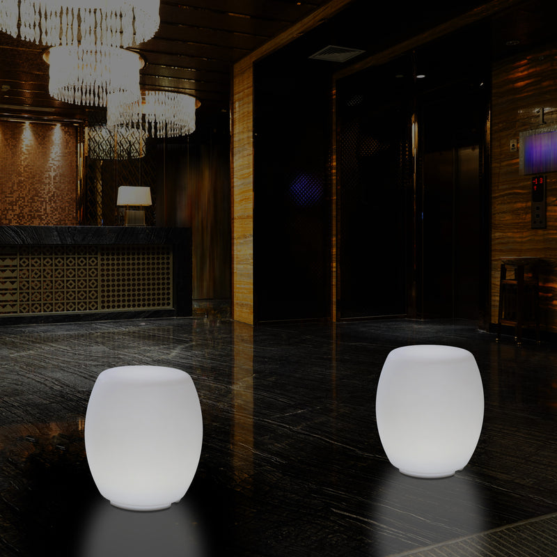 Lampe tabouret siège chaise LED, Lampe de sol design E27 pour le salon, blanc, hauteur de 44 cm