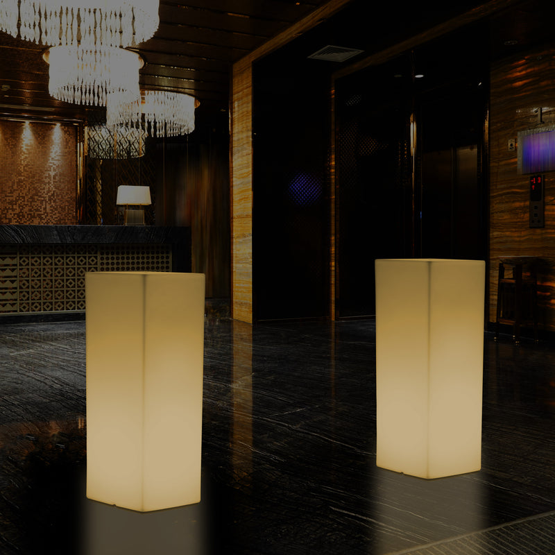 Lampadaire LED colonne socle Lumière haute rectangulaire E27, 110 x 30cm, blanc chaud