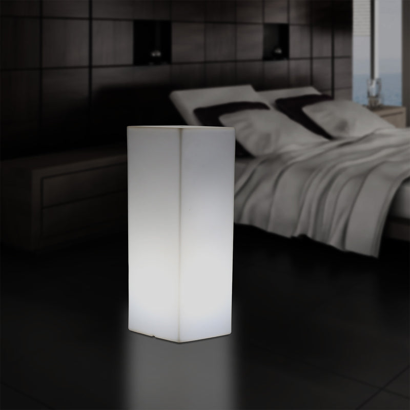 Pilier Socle éclairé par LED 80 cm, Lampadaire moderne E27 pour événement, salon, blanc