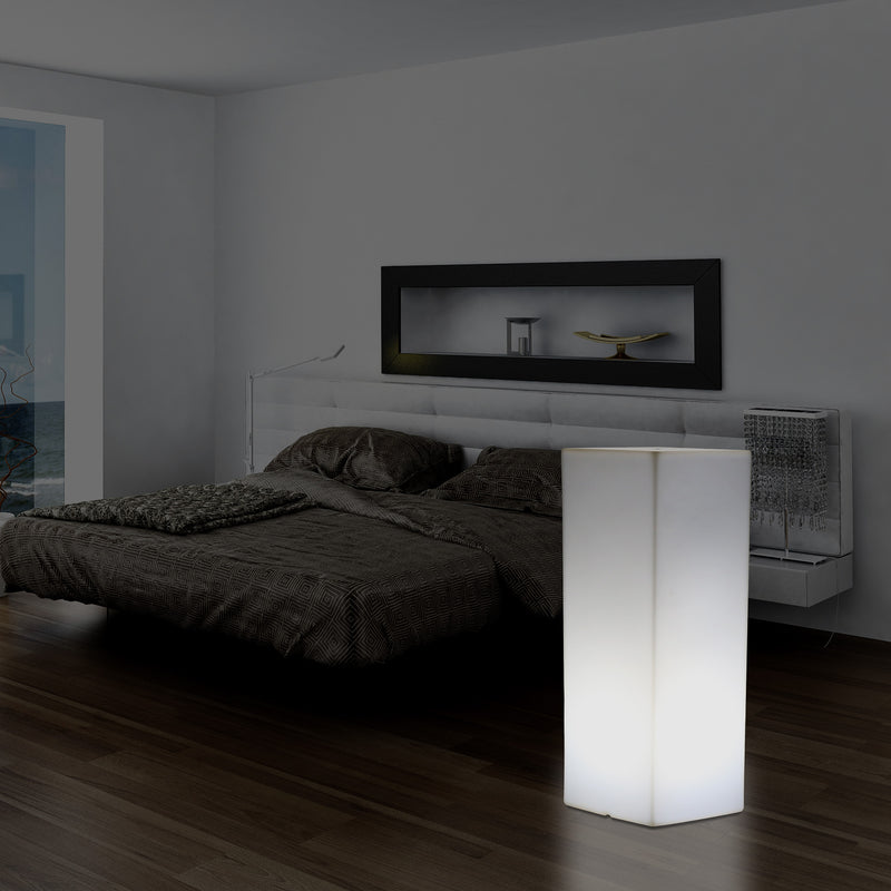 Pilier Socle éclairé par LED 80 cm, Lampadaire moderne E27 pour événement, salon, blanc