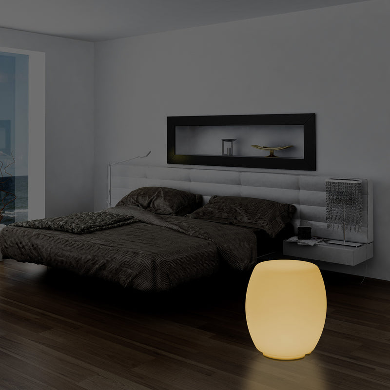 Tabouret Siège éclairé Lampe de sol pour chambre à coucher, Eclairage LED design 44 cm, blanc chaud