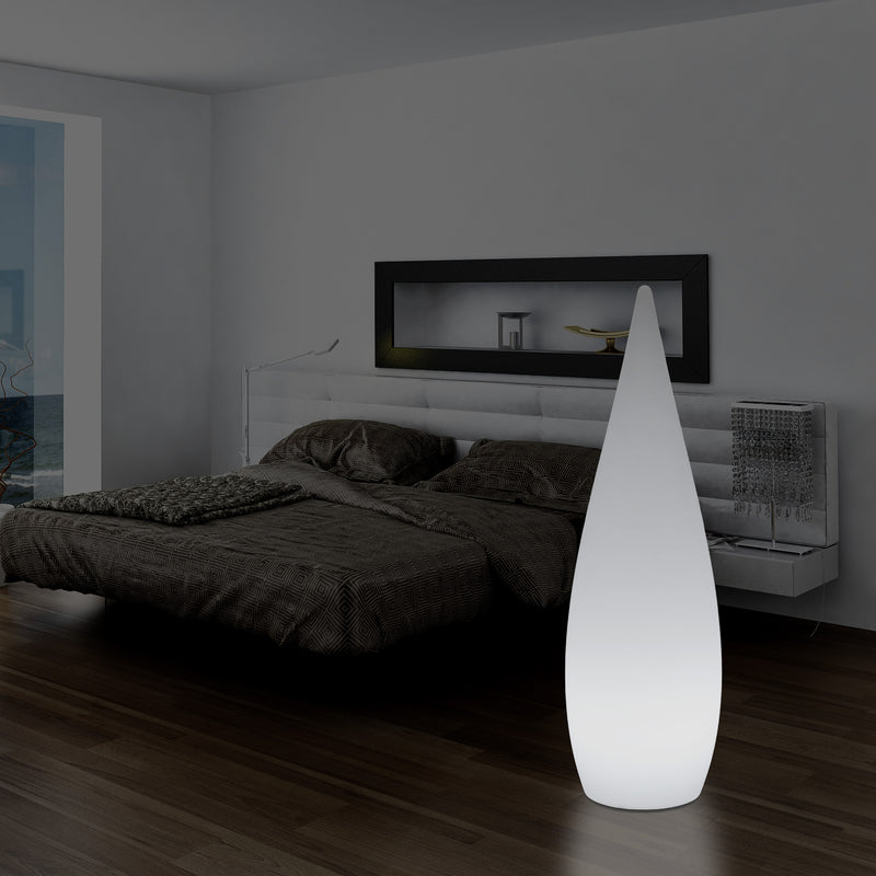 Lampadaire LED E27, 150 cm 1,5 m, élément décoratif, lumière en forme de goutte d'eau, blanc