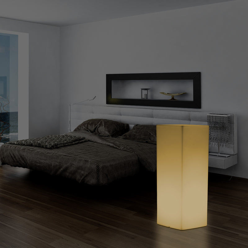 Lampadaire LED colonne socle Lumière haute rectangulaire E27, 110 x 30cm, blanc chaud