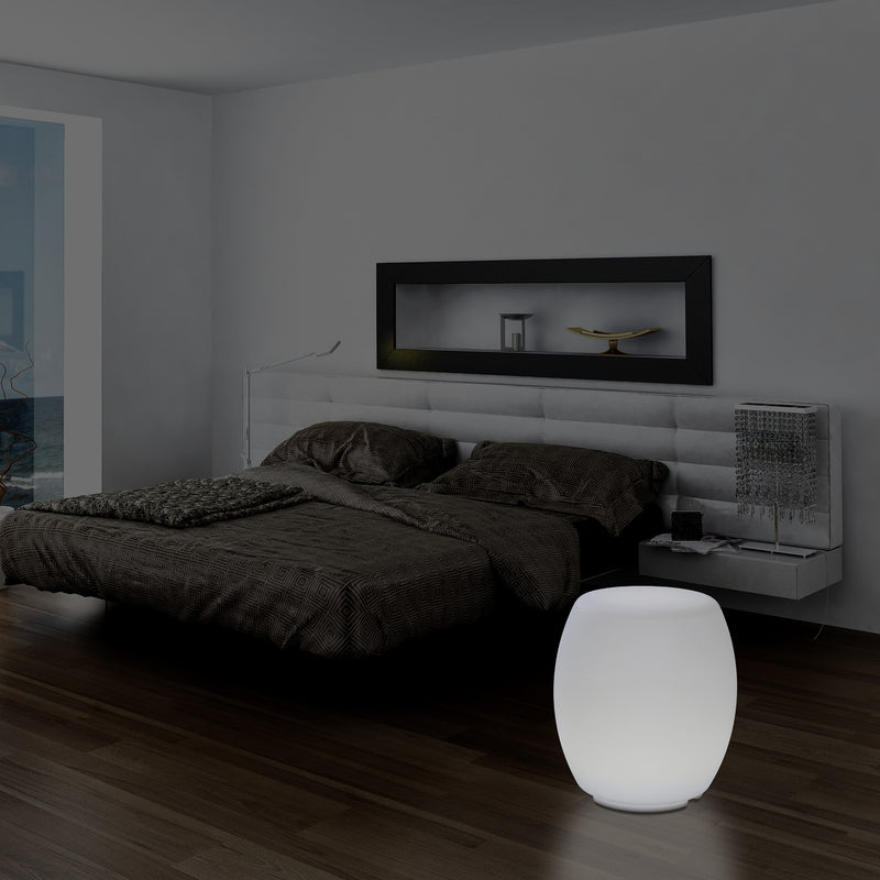 Lampe tabouret siège chaise LED, Lampe de sol design E27 pour le salon, blanc, hauteur de 44 cm
