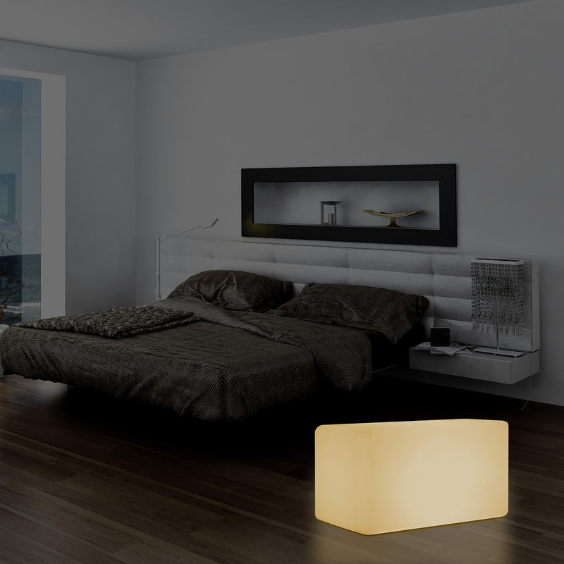 Tabouret Banquette éclairé par LED, blanc chaud E27 Siège lampadaire, 55 x 35 cm