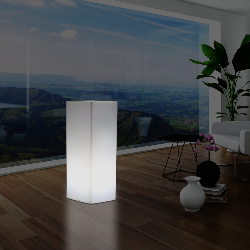Pilier Socle éclairé par LED 80 cm, Lampadaire moderne E27 pour événement, salon, blanc