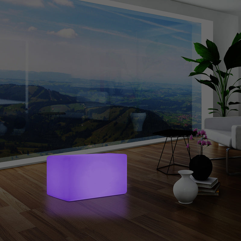 Banc LED, Tabouret moderne à couleur changeante, Lampadaire à graduation RGB 55 x 35 cm